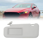 Gray Left Driver Side Sun Visor Replacement with Vanity Mirror Compatible with 2014-2019 Mazda3 2014-2018 Mazda6